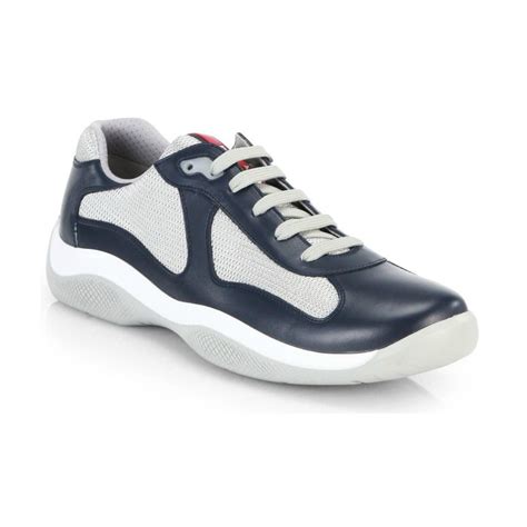 prada navy trainers|Prada leather sneakers.